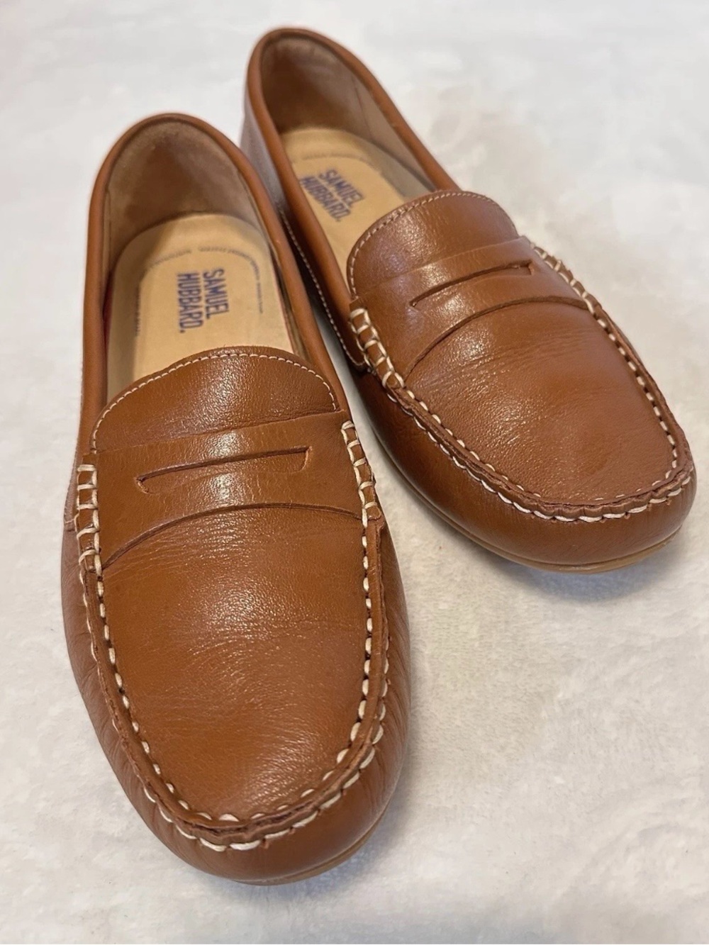 Samuel Hubbard Penny Loafer Women 8 M fits 8.5 Free Spirit Driver Brown runs big